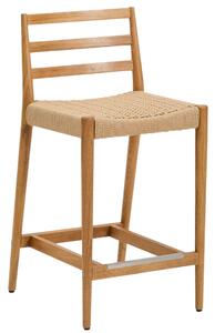 Kave Home Dubová barová židle Analy 65 cm s výpletem