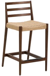 Kave Home Ořechová barová židle Analy 65 cm s výpletem