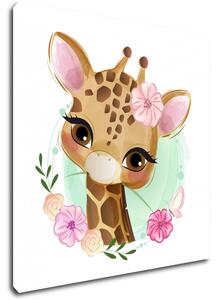 Impresi Obraz Žirafa s květy - 30 x 30 cm