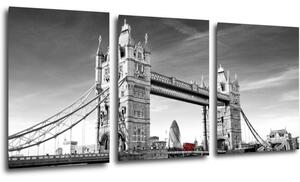 Impresi Obraz Tower Bridge černobílý - 150 x 70 cm (3 dílný)