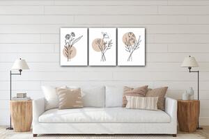Impresi Obraz Květiny skandinávský styl - 150 x 70 cm (3 dílný)