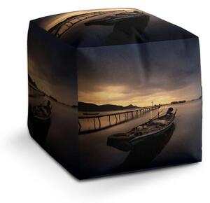 Sablio Taburet Cube Loďka na jezeře 2 - 40x40x40 cm