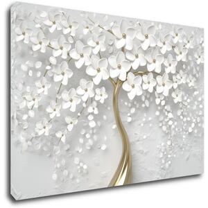 Impresi Obraz Bílý strom s květinami - 90 x 60 cm