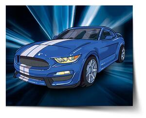 Sablio Plakát Mustang Modré pozadí - 60x40 cm