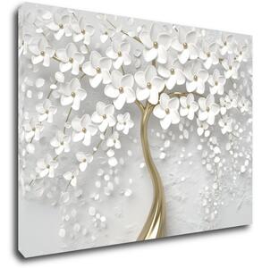 Impresi Obraz Bílý strom s květinami - 70 x 50 cm