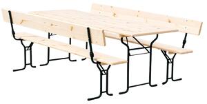 Pivní set LUX 220x70cm - masiv smrk - stůl + lavice s opěrkou