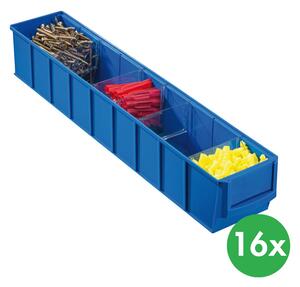 Plastový regálový box ShelfBox typ C - 91 x 500 x 81 mm, 16 ks, modrý