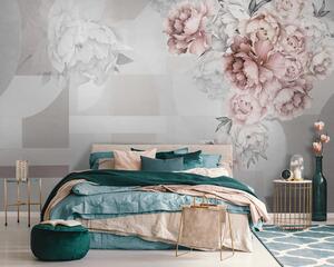 Fototapeta Jemné květy doplňující abstraktní tvary, Květinové fototapety, Populární fototapety, u95855 - Tapeko.co.cz