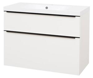 Mereo Mereo, Mailo, koupelnová skříňka s umyvadlem z litého mramoru 101 cm, černé madlo, CN512MB