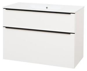 Mereo Mereo, Mailo, koupelnová skříňka s keramickým umyvadlem 101 cm, černé madlo, CN512B