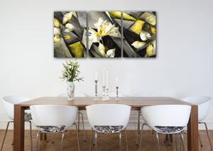 Impresi Obraz Abstraktní žluto šedý - 150 x 70 cm (3 dílný)