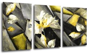 Impresi Obraz Abstraktní žluto šedý - 120 x 60 cm (3 dílný)