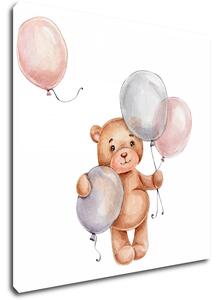 Impresi Obraz Medvídek s barevnými balonky - 30 x 30 cm