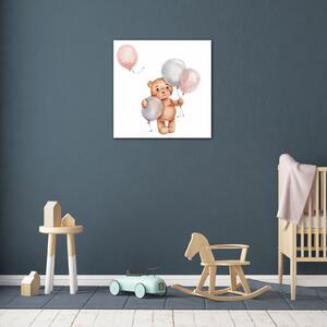 Impresi Obraz Medvídek s barevnými balonky - 20 x 20 cm