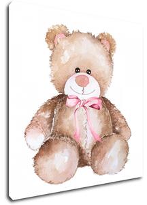 Impresi Obraz Medvídek s růžovou mašlí - 30 x 30 cm