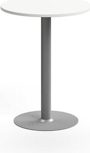 AJ Produkty Barový stůl ALVA, Ø700x900 mm, upevnitelný, vysokotlaký laminát, stříbrná/bílá