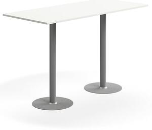 AJ Produkty Barový stůl ALVA, 1800x800x1100 mm, upevnitelný, vysokotlaký laminát, stříbrná/bílá