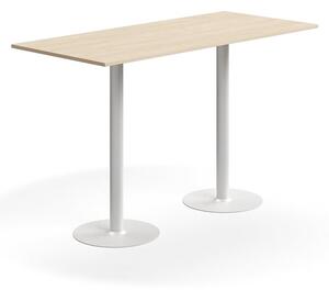 AJ Produkty Barový stůl ALVA, 1800x800x1100 mm, upevnitelný, vysokotlaký laminát, bílá/bříza
