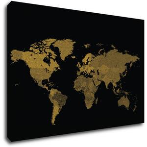 Impresi Obraz Mapa světa černo zlatá - 90 x 60 cm