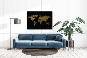 Impresi Obraz Mapa světa černo zlatá - 70 x 50 cm