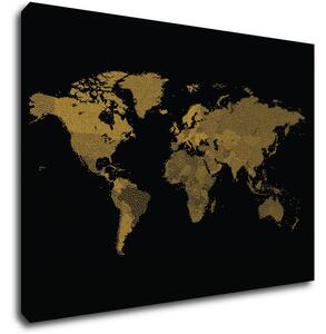 Impresi Obraz Mapa světa černo zlatá - 70 x 50 cm