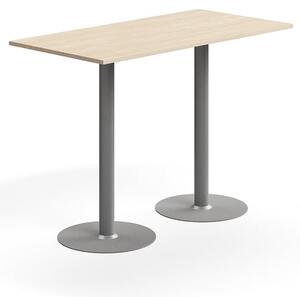 AJ Produkty Barový stůl ALVA, 1400x700x1000 mm, vysokotlaký laminát, stříbrná/bříza