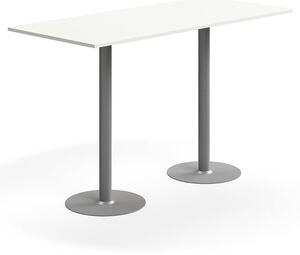 AJ Produkty Barový stůl ALVA, 1800x800x1100 mm, vysokotlaký laminát, stříbrná/bílá