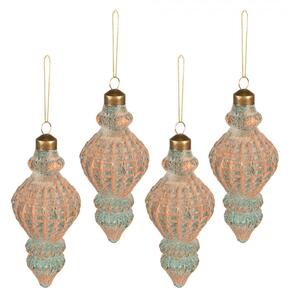 4ks měděná vánoční ozdoba s patinou – 6x14 cm