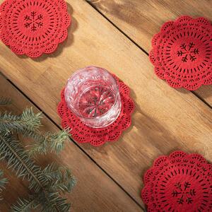 Vánoční podtácek pod hrnek | LEIS | červená cena za 4 ks | 12 cm | 800752 Homla