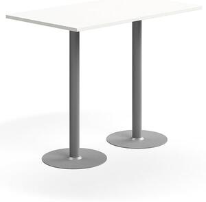 AJ Produkty Barový stůl VERTICUS, 1400x800x1100 mm, bílá/stříbrná