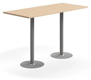 AJ Produkty Barový stůl VERTICUS, 1800x800x1100 mm, dub/stříbrná