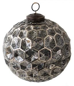Černá antik skleněná koule Hexagon Black M – 12x12 cm