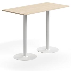 AJ Produkty Barový stůl ALVA, 1400x700x1000 mm, upevnitelný, vysokotlaký laminát, bílá/bříza