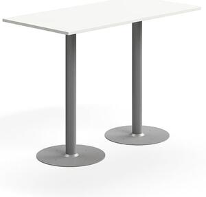AJ Produkty Barový stůl ALVA, 1400x700x1000 mm, upevnitelný, vysokotlaký laminát, stříbrná/bílá