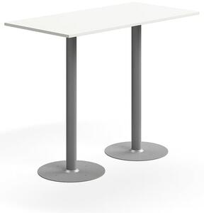 AJ Produkty Barový stůl ALVA, 1400x700x1000 mm, upevnitelný, vysokotlaký laminát, stříbrná/bílá