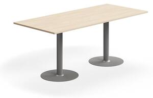 AJ Produkty Stůl ALVA, 1800x800x720 mm, upevnitelný, vysokotlaký laminát, stříbrná/bříza
