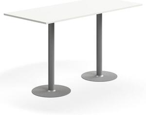 AJ Produkty Barový stůl ALVA, 1800x800x1000 mm, upevnitelný, vysokotlaký laminát, stříbrná/bílá