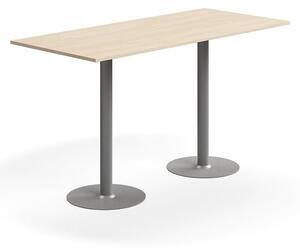 AJ Produkty Barový stůl ALVA, 1800x800x1000 mm, upevnitelný, vysokotlaký laminát, stříbrná/bříza