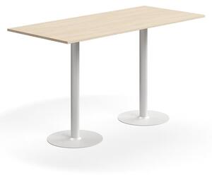 AJ Produkty Barový stůl ALVA, 1800x800x1000 mm, upevnitelný, vysokotlaký laminát, bílá/bříza