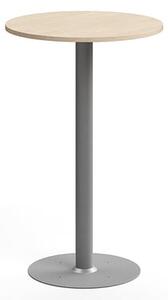 AJ Produkty Barový stůl ALVA, Ø700x1100 mm, upevnitelný, vysokotlaký laminát, stříbrná/bříza