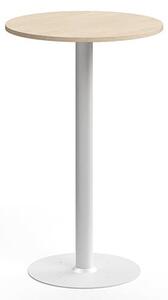 AJ Produkty Barový stůl ALVA, Ø700x1100 mm, upevnitelný, vysokotlaký laminát, bílá/bříza