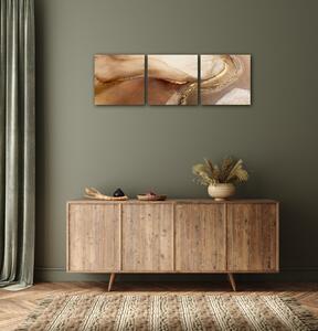 Impresi Obraz Abstrakt zlatý mramor - 90 x 30 cm (3 dílný)