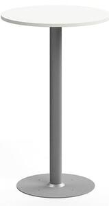 AJ Produkty Barový stůl ALVA, Ø700x1100 mm, upevnitelný, vysokotlaký laminát, stříbrná/bílá