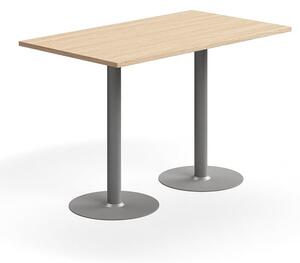 AJ Produkty Barový stůl VERTICUS, 1400x800x900 mm, dub/stříbrná