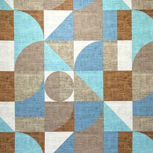 Ervi bavlna š.240 cm - geometrický vzor tyrkysovo hnědý č.26589-4, metráž