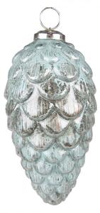 Tyrkysová antik vánoční skleněná ozdoba šiška – 8x15 cm