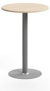 AJ Produkty Barový stůl ALVA, Ø700x1000 mm, upevnitelný, vysokotlaký laminát, stříbrná/bříza