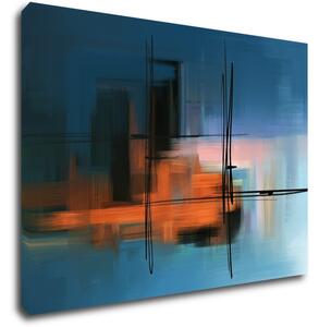 Impresi Obraz Abstrakt modrý s oranžovým detailem - 70 x 50 cm