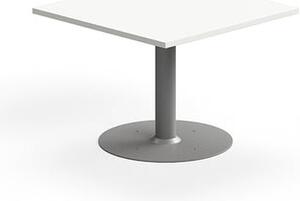 AJ Produkty Konferenční stolek ALVA, 700x700x500 mm, upevnitelný, vysokotlaký laminát, stříbrná/bílá