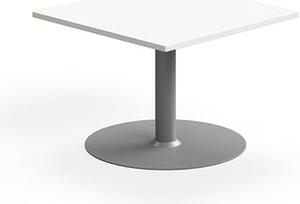 AJ Produkty Konferenční stolek ALVA, 700x700x500 mm, vysokotlaký laminát, stříbrná/bílá